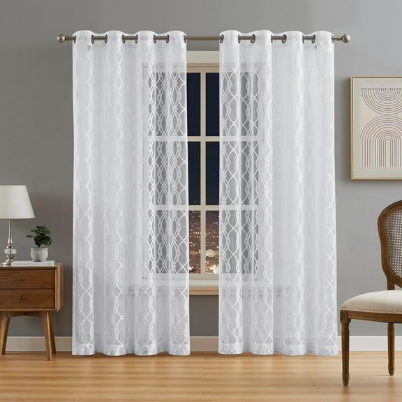 WARM HOME DESIGHS 63 Inch White Modern Sheer Curtains for Living Room or Bedroom. GI White 63