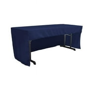 LA Linen TCpop-OB-fit-96x30x30-NavyP72 2.26 lbs Open Back Polyester Poplin Fitted Tablecloth, Navy