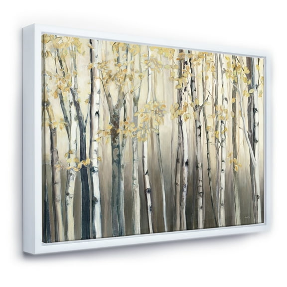 Designart ' Golden Birch Forest I ' Landscapes Framed Canvas