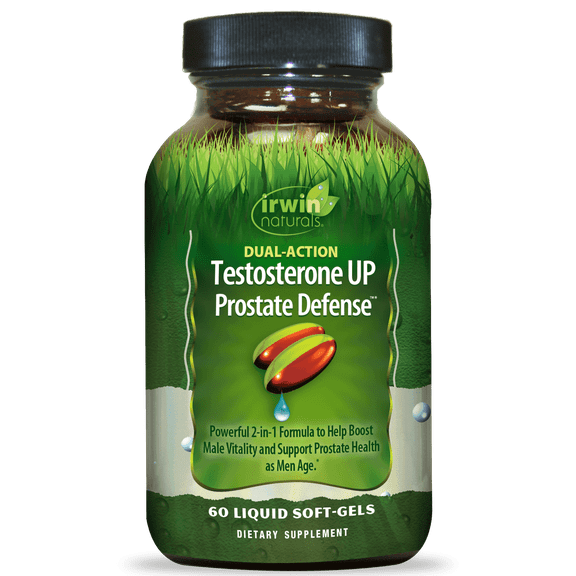 Irwin Naturals Dual-Action Testosterone UP Prostate Defense – 60 Liquid Soft-Gels