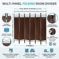 thumbnail image 3 of Legacy Decor Fabric Folding Metal Room Divider Modern 6 Panel Brown 71" Tall, 3 of 6