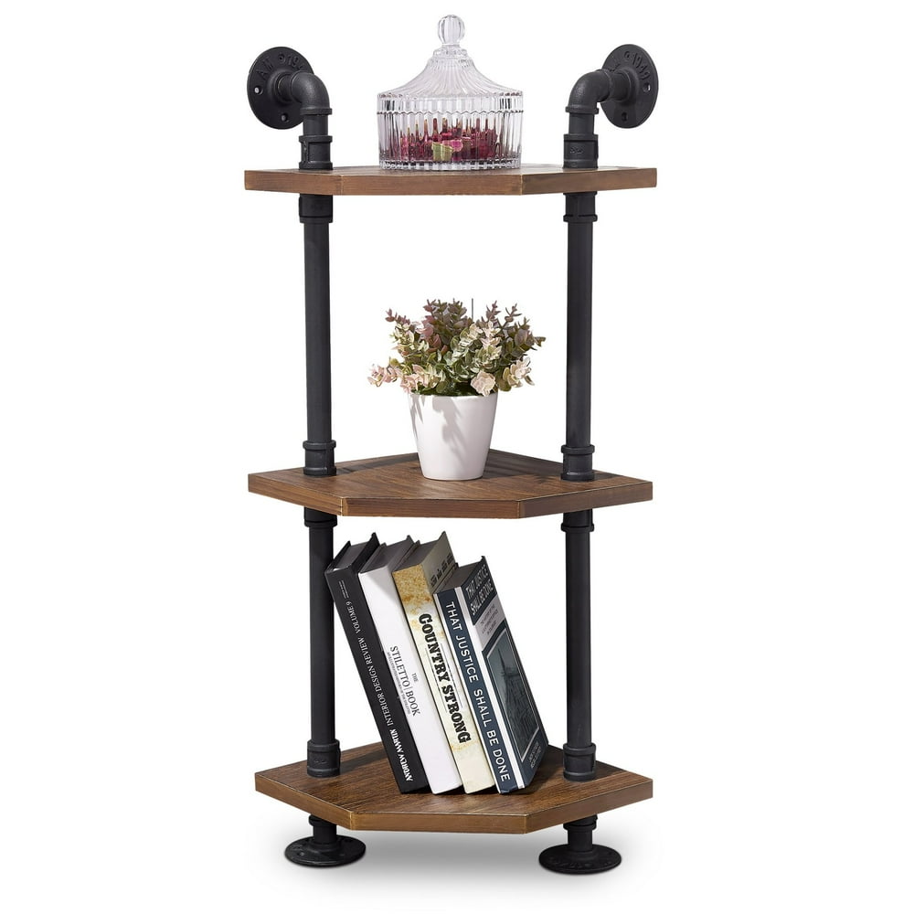 Ivinta Industrial Wall Mount Pipe Shelves, 3Tier Corner Shelf with