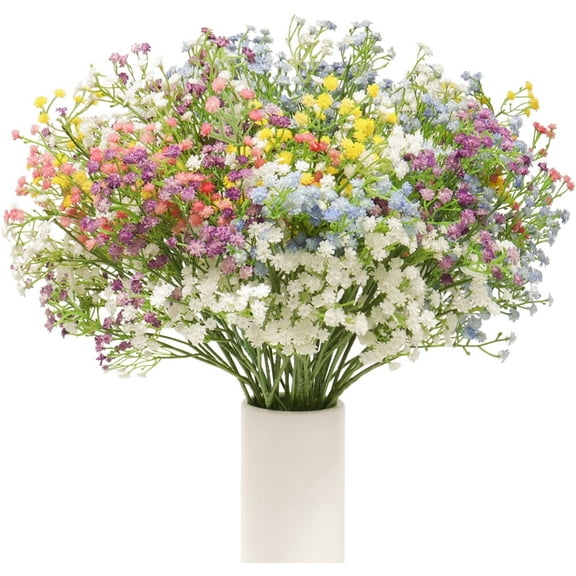 Artificial Baby Breath Flowers White Gypsophila Bouquets 15 pcs Real Touch Flowers for Wedding Party Home Decoration