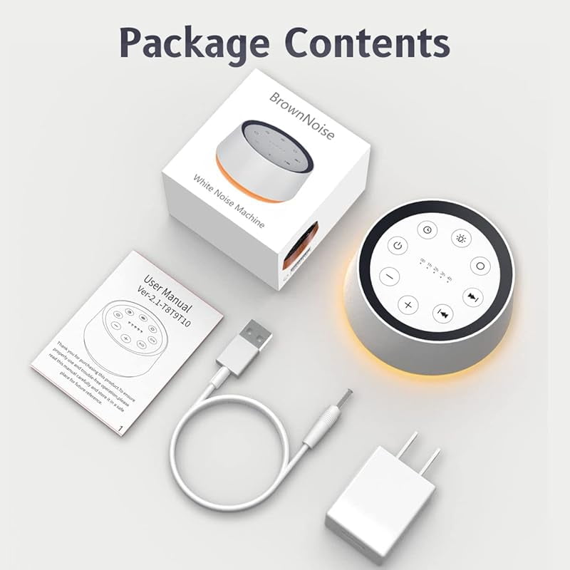 Brown Noise Sound Machine with 30 Soothing Sounds 12 Colors Night Light White for Adults Baby Kids Sleep Machines Memory Function 36 Volume Levels 5 Timers Home Office Travel