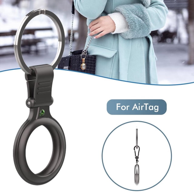 Metal Case with Key Ring Scratch Resistant Portable Protector Case Compatible for AirTags Bluetooth Tracker Protective Skin Cover