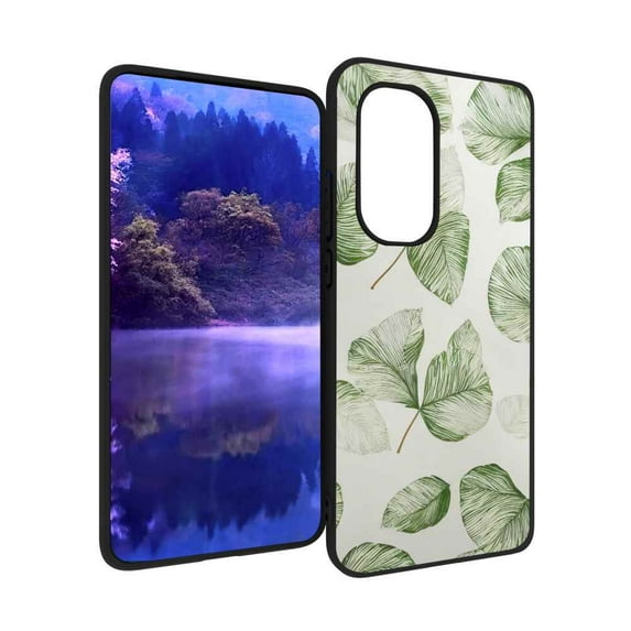 Compatible with Motorola Moto Edge 2022 Phone Case, Leaves-Green-Leaf-MIni-2 Case Men Women, Flexible Silicone Shockproof Case for Motorola Moto Edge 2022