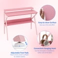 thumbnail image 3 of 39.5 " Modern Computer Desk with Monitor Stand & Storage Shelf, Small Gaming Desk for Home Office，Pink, 3 of 9
