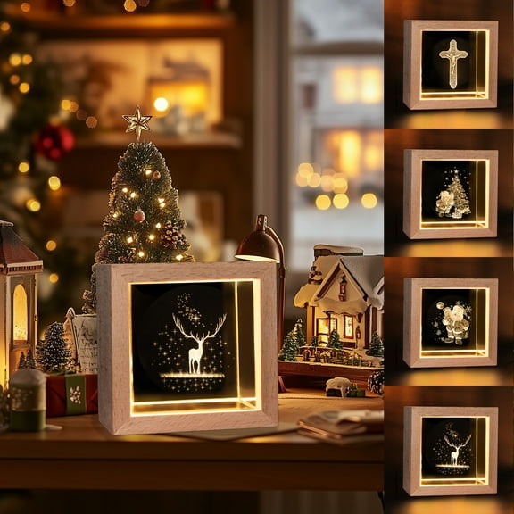 kladzum Desktop Ornament Christmas Lights, Originality Crystal Night Light Bedside Lamps Exquisite Christmas Decorations Holiday Gift Souvenir, Home Room Party Decor