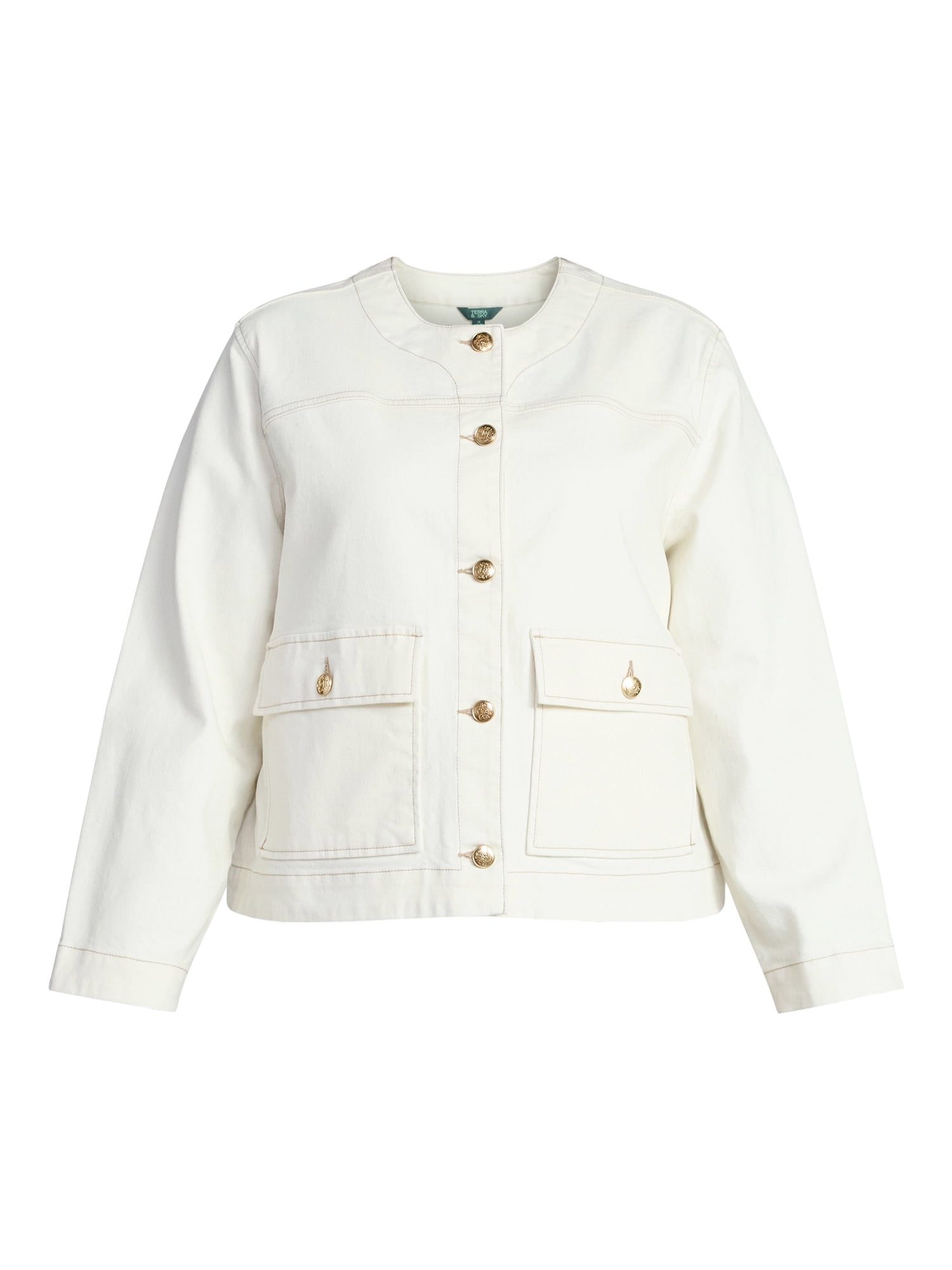 Terra & Sky Women's Plus Denim Lady Jacket With Pockets, Sizes 0X-5X