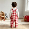 thumbnail image 6 of Ulanda Newborn Infant Baby Boy Christmas Clothes Long Sleeve Romper Top Gingham Plaid Overall Pants 2Pcs Fall Winter Outfits Set (Red, 9-12 Months), 6 of 7