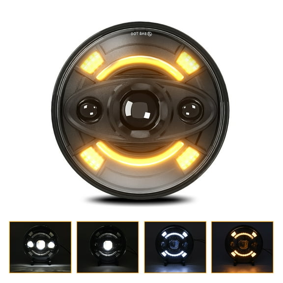 Automobile headlights,7 Inch With Hi/lo Beam Turn Waterproof 7 1pcs Led With Hi/lo  And Turn Hi/lo Beam  With Various With Modes Compatible With Turn 6000k/3000k Round Buzhi Car Led