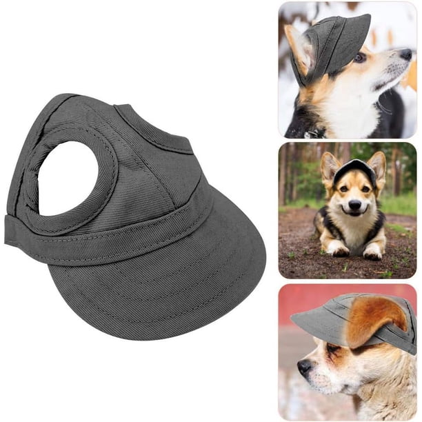(S-Negro) Sombrero deportivo para perros Gato Gorra de béisbol para mascotas Gorro para el sol al aire libre Sombrero para el sol de moda Sombrero de viaje de verano con rayas ajustables con orificios para las orejas JM