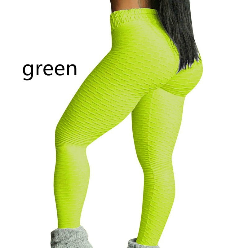 Green Women Push Up Leggings Yoga Pants Anti Cellulite Sports Scrunch Trousers 