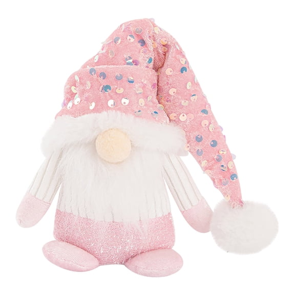 Pink Christmas Gnome Swedish Handmade Plush Gnomes Christmas Tree Gnome with Sequins Knitted Hat Home Holiday Ornaments Adorable Lucky Valentine Thanks Giving Day Xmas Gift Stuffed Gnomes