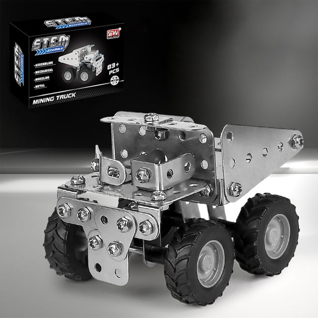 WLAGOOD Metal Assembled Engineering Vehicle Screw Tightening Toy,Metal Model Car Kits,Model Building Blocks for Children Military Ship Gift,Building Cars Metal Erector Set,STEM Kit