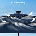 thumbnail image 5 of Patbrela 9ft 3-Tier Solar Patio Umbrella with LED Lights, Tilt Adjustment Outdoor Umbrella, Market Sun Shade for Beach, Backyard, Deck, Poolside, Navy, 5 of 11