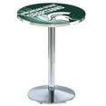 thumbnail image 1 of Holland Bar Stool L214C3636MichSt-D2 36 Pouces Michigan State Spartans Table de Pub avec 36 Pouces Top&44; Chrome, 1 of 1