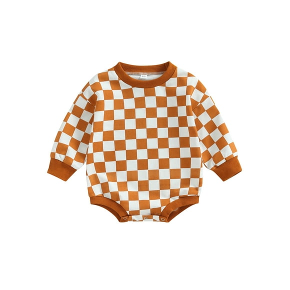 Faithtur Bébé Sweat-Shirt Rompers Damier Imprimé Bambin Combinaison à Manches Longues pour les Vêtements Mignons Nouveau-Nés