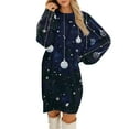 thumbnail image 2 of Women's Round Neck Casual Long Sleeve Plush Christmas Printed Dresses, Festive Fall and Winter Wear for Holiday Parties, Cozy and Soft Material,Navy,XL, 2 of 6