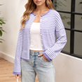 thumbnail image 3 of Yokua Cardigan Sweaters for Women Lightweight Knit Button Front Striped Cardigan Sweaters Trendy Oversized Sweater Coat, 3 of 7