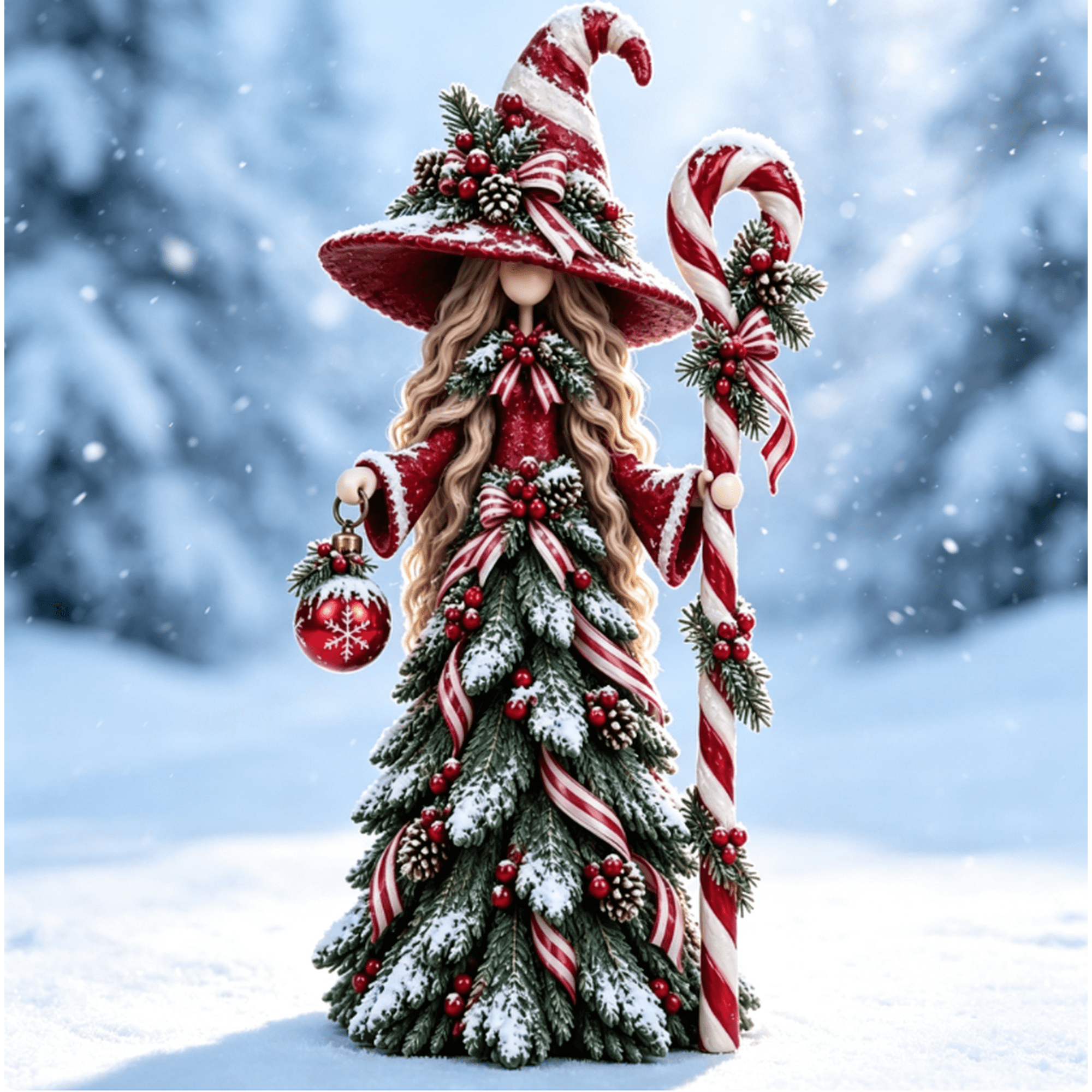 Magical Christmas Witch Figurine  Light-Up Lantern Christmas Witch Statue  Vertical Silhouette Tabletop Decor  Collectible Holiday Figurine for Winter Home Decoration (1PC)