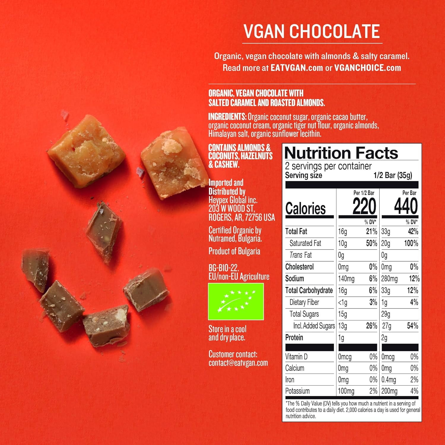 (Pack Of 6) VGAN Chocolate Bar White Almond Salted Caramel 2.46 Oz
