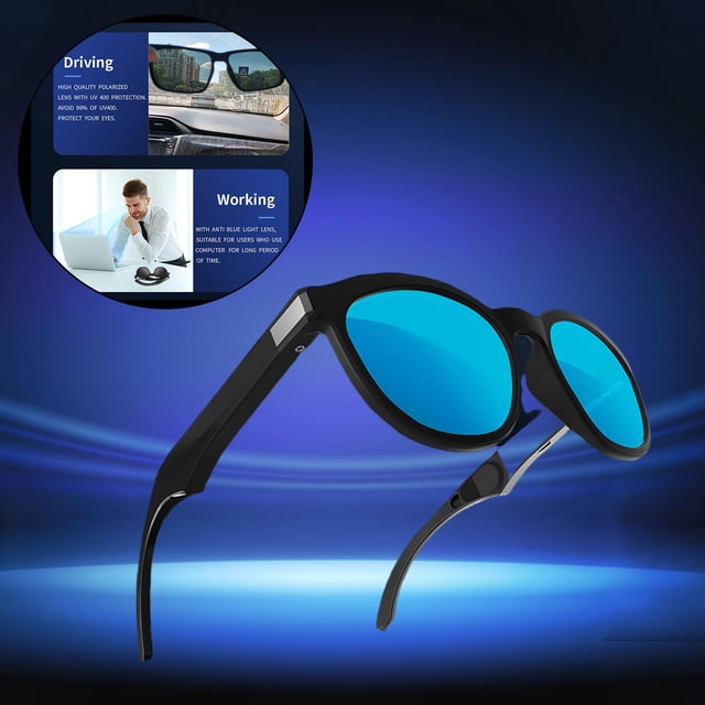 Smart Glasses Auriculares deportivos inalámbricos con conducción ósea Azul Cola auricular de conducción ósea