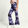thumbnail image 5 of Spazoro Girls Flare Pants with Pockets, Lightweight Camouflage Print Relaxed Fit Button Closure Retro Bell‑Bottom Trousers for Street Daily Wear Purple Size 13-14, 5 of 7