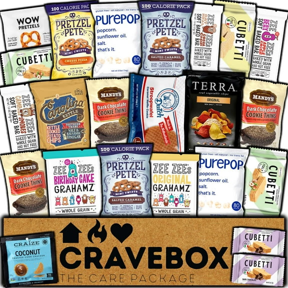 CRAVEBOX Gourmet Value Snack Box (Variety Pack) Valentines Care Package Specialty Private Label Healthy Variety