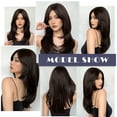 thumbnail image 6 of wigs human hair Dark Brown High Temperature Silk Eight Figure Bangs Long Straight Hair Wig lace front wigs, Brown, 6 of 8