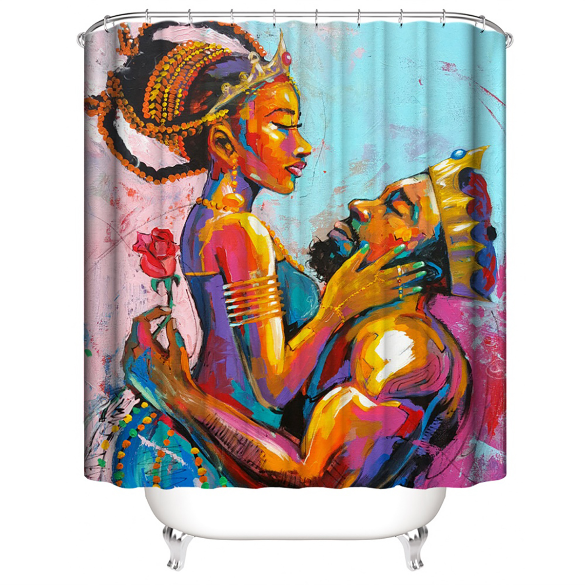 Cute African American African Queen Shower Curtain Bathroom Set 4pcs C –  BigProStore