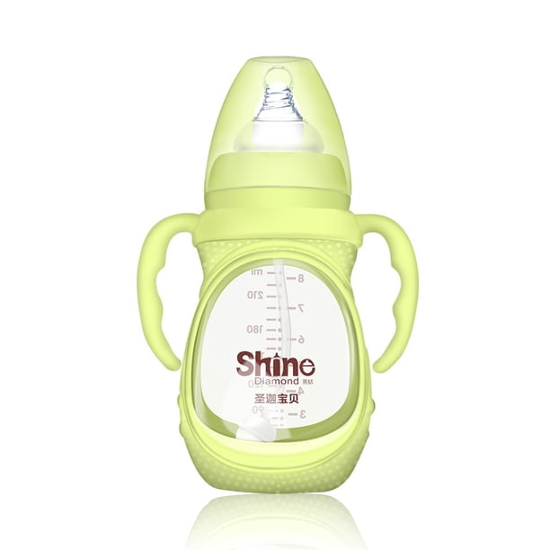 Biberón Leche para bebé Alimentador de agua Bebida para recién nacidos Aprendizaje de enfermería resistente al calor Taza de pezón para niños pequeños resistente al calor Verde, 240 ml Sweethay BA000333-07