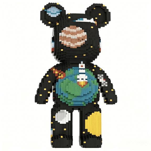 Starry Sky & Earth Bear Building Blocks Set, Cute Bear Decor, Gift for Birthdays, Decorative Home Office Table Centerpiece Decor