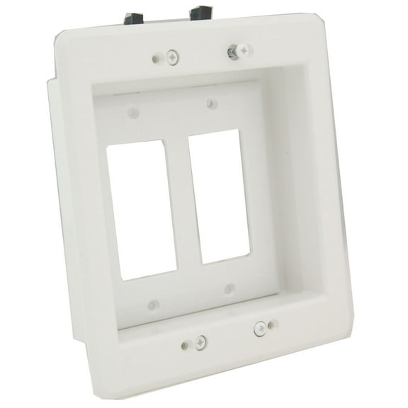 Arlington LVU2W 2-Gang Recessed Low Voltage Mounting Bracket with Paintable Wall Plate, White