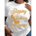 thumbnail image 1 of Birthday Letter Print Crew Neck Short Sleeve T-Shirt - Soft, Breathable, Relaxed Fit, Casual Wear for Women - Unique Gift Idea for Her Special Day, 1 of 4