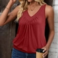 thumbnail image 5 of Red Women's Tanks, Womens Tank Tops Loose Fit V Neck Ruched Sleeveless Tops Casual Basic Shirts S Xxl,Women's Tanks & Camis XL, 5 of 9