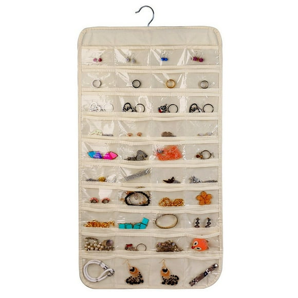 Hanging Jewelry Organizer with 80 Pockets for Holding Jewelries