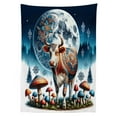 thumbnail image 2 of Ambesonne Rustic Outdoor Tablecloth, Ethnic Night Woods Moon Cow, 58"x84", Petrol Blue and Burnt Sienna, 2 of 2
