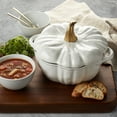 thumbnail image 3 of Smith & Clark 2 Quart Pumpkin Enameled Cast Iron Dutch Oven Casserole Pot with Lid, White, 3 of 5