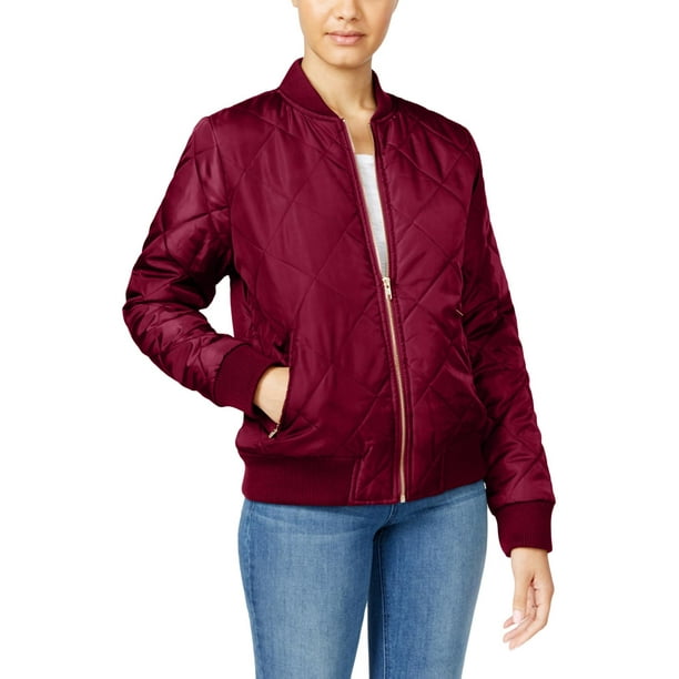 Say What? Say What? Womens Juniors Spring Quilted Bomber Jacket