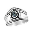 thumbnail image 1 of Vintage Inspired Oval Abalone Shell Inlay Sterling Silver Statement Ring, 1 of 5