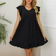 thumbnail image 2 of New&Trending!ChaoHeng Dresses for Women under $10 Free Shipping Summer Dresses for Women Plus Size Fashion Women Summer Casual V-Neck Short Sleeve Ruffled Solid Mini Dress, 2 of 7