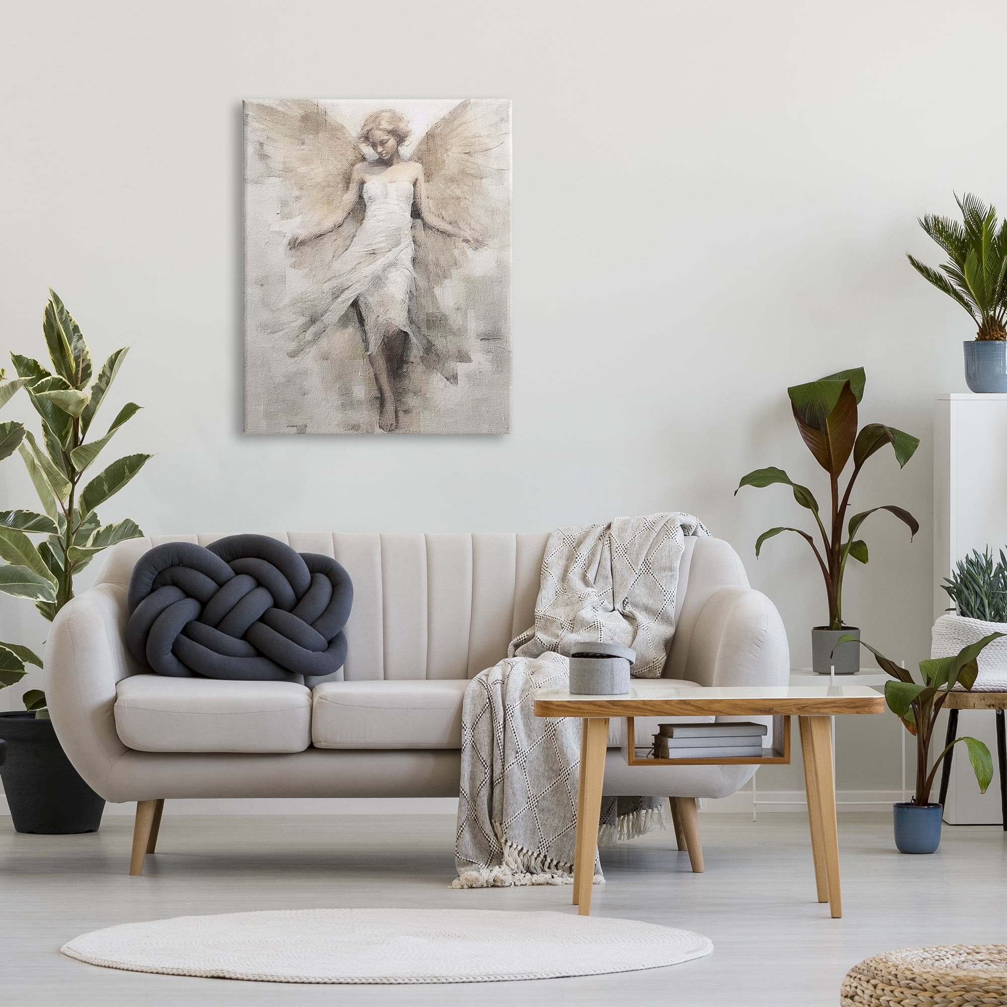 Stupell Industries Ivory Abstract Angel Animals & Insects Painting Gallery Wrapped Canvas Art Print Wall Art, 30 x 40