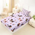 thumbnail image 2 of Manfei Cartoon Puppy Twin Fitted Sheet, Dachshund Pet Animal Bedding, Lavender, 2pcs, 1 Fitted Sheet and 1 Pillowcase, 2 of 6