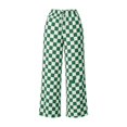 thumbnail image 4 of Njagoc3 Wide Leg Pants for Women | Drawstring Waist Checkered Trousers with Side Pockets | Relaxed Loose Fit for Fall Casual Daily Wear & Vacation Outings，Green，XXXL, 4 of 6