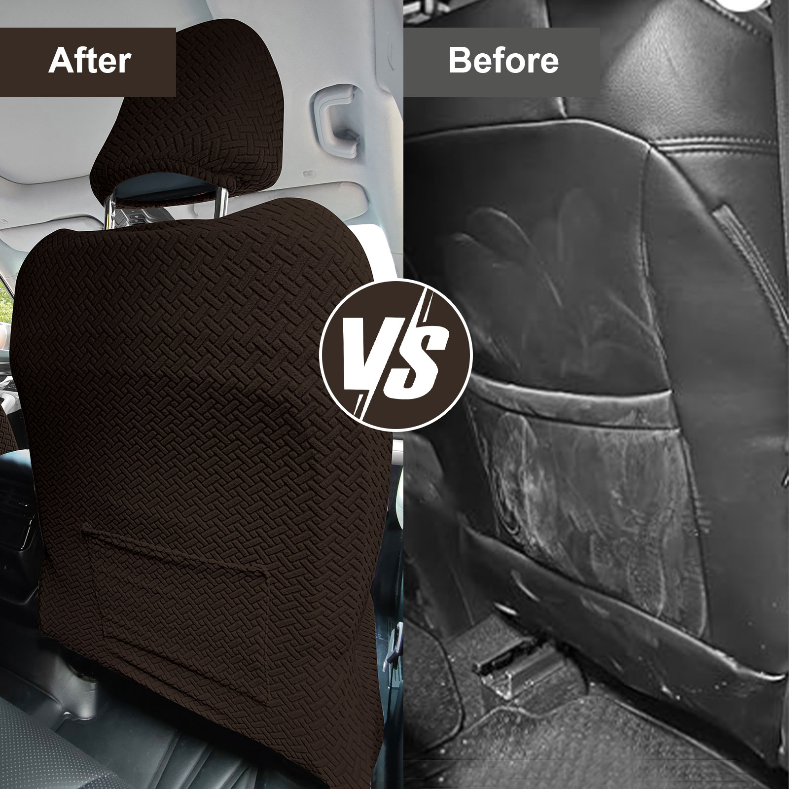 Eurhowing Universal Car Seat Covers, Non-Slip Front Car Seat Covers Set of 2, Breathable Jacquard Auto Seat Protectors for Cars SUV Sedan Truck, Coffee