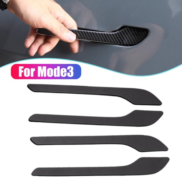Adhesivo De Decoración De Manija De Puerta De Coche De Fibra De Carbono Abs Compatible Con Tesla Modelo 3 Accesorios De Coche Resistente A Los Arañazos Cubierta De Manija De Puerta De Coche Yuarrent VI012082-05