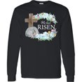 thumbnail image 3 of Inktastic Easter He Has Risen with Cross and Flowers Long Sleeve T-Shirt, 3 of 5