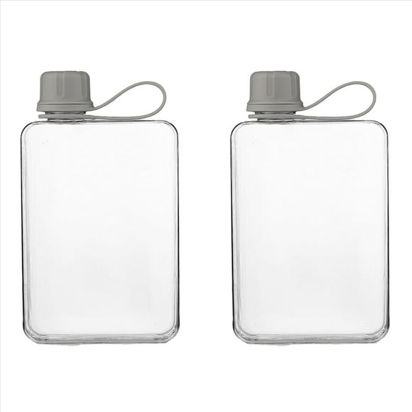2X Botella de Agua Cuadrada de 500 Ml, Vasos Planos Portátiles para Bebidas, Frasco Frío Delgado, Botella de Agua Deportiva, Frasco de Agua de Verano para Senderismo B