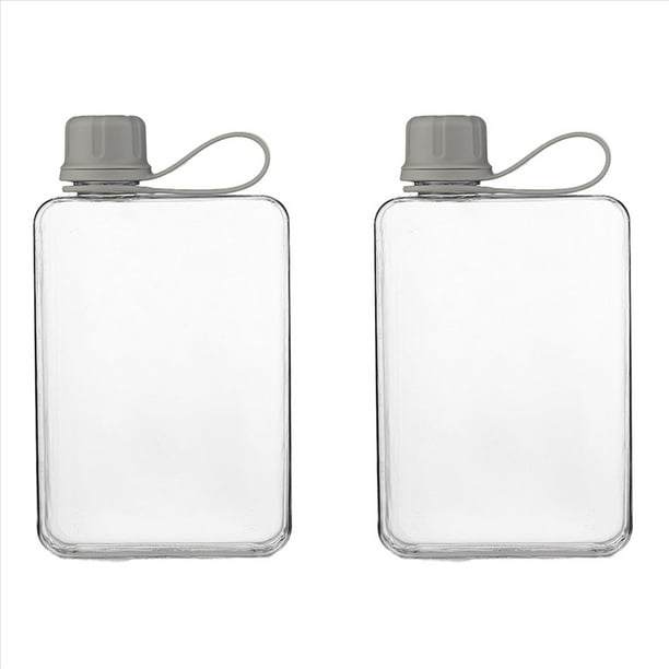 2X Botella de Agua Cuadrada de 500 Ml, Vasos Planos Portátiles para Bebidas, Frasco Frío Delgado, Botella de Agua Deportiva, Frasco de Agua de Verano para Senderismo B